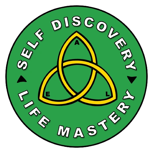 A green circle with the words self discovery, life mastery written in it.